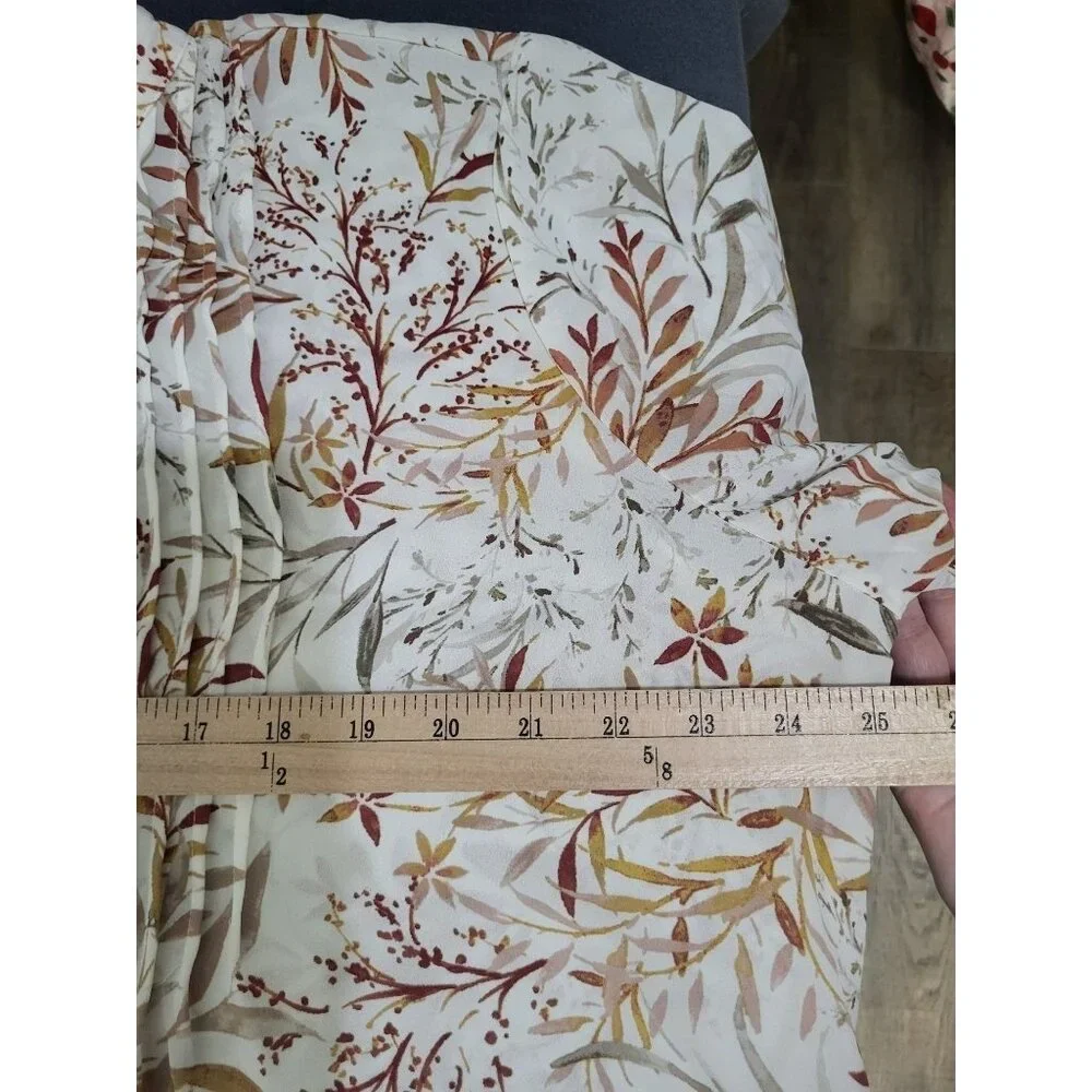 NYDJ Women's XL Pleated Peasant Blouse Smock Cuffs Floral - Picture 5 of 8